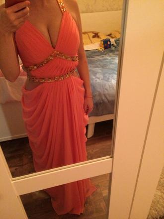 Extravagantné lososové šaty, xs