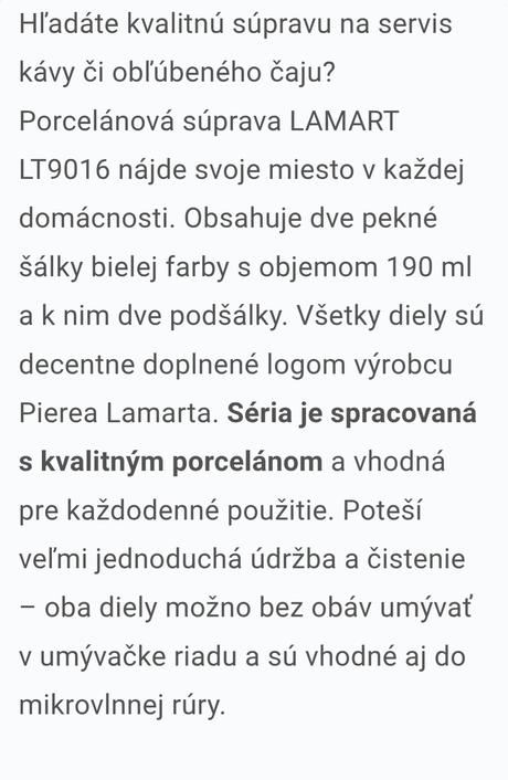 Lamart sada šálka tanierik hrnček podšálka nov,