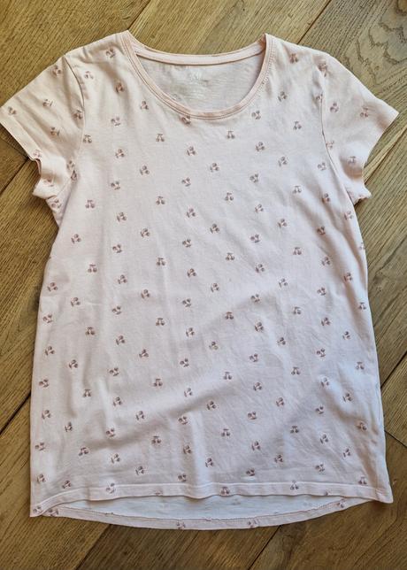 Tricko h&m jemna ruzova s ceresnami kratky rukav, h&m,134