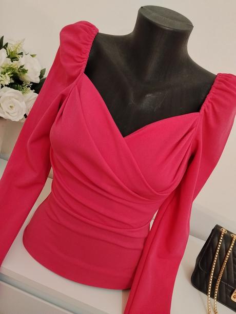 Hot pink elegantný top shein, 34 / xs