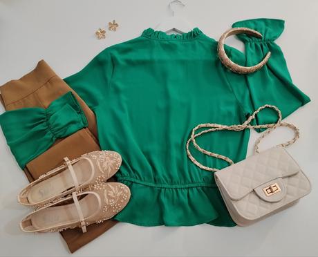 Gina tricot smaragdová elegantná blúzka, s