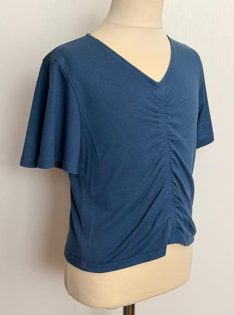 H&m tmavomodré tričko s riasením, h&m,158