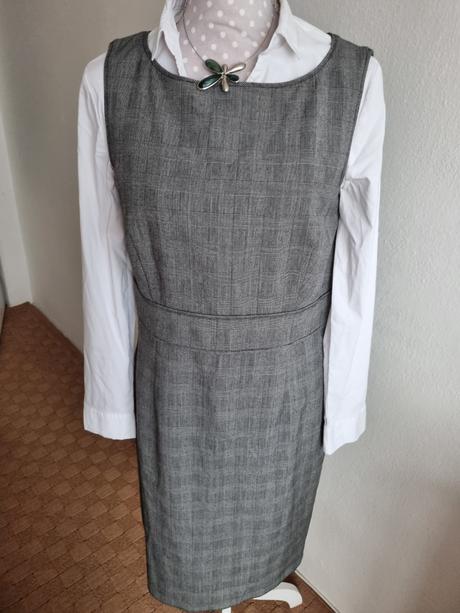 Sivé káro biznis šaty lindex veľ. 40 bez blúzky, lindex,40