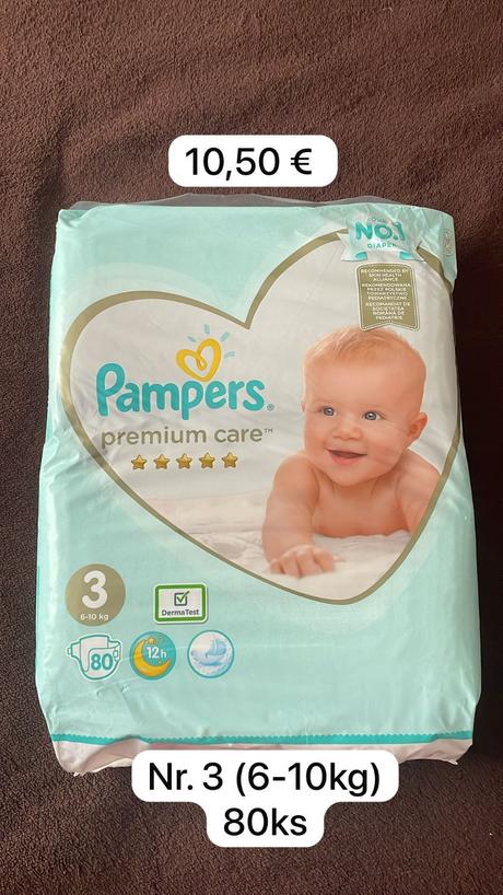 Plienky pampers premium care   nr.3 /80 ks, pampers,4 kg - 9 kg