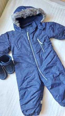 Zimná kombinéza + capačky, h&m,74