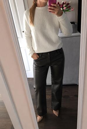 Zara široké kožené nohavice, zara,40