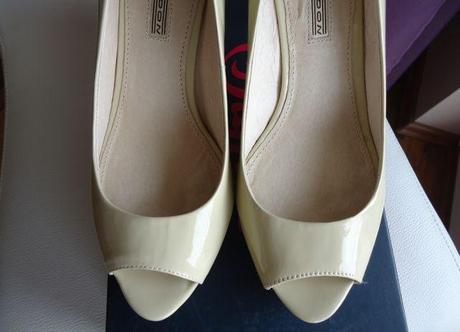 Kožené peep toe nude farba, 39