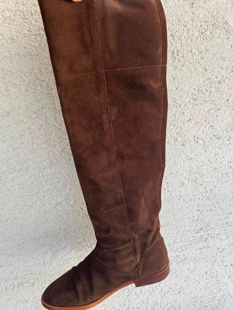 Zara boho 38 pc 109e kozene cizmy z brusenej koz, zara,38