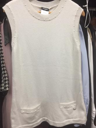 Chanel kašmírove minišaty/ top s perlickami, m