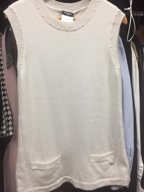 Chanel kašmírove minišaty/ top  s perlickami, m