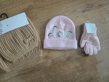 Set ciapka rukavice 110/128, h&m,110