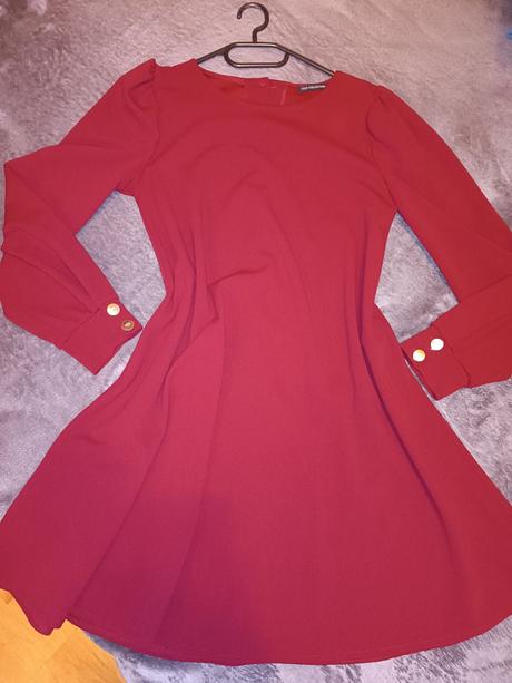 Bordó šaty s gombíkmi - uni, 