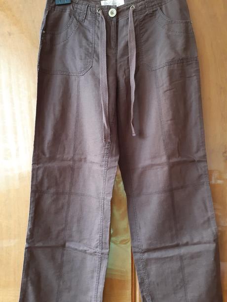 Hnedé ľanové nohavice, cherokee,36