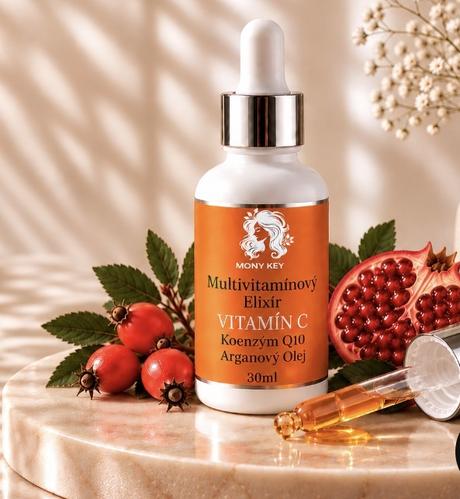 Vitamín c na pleť. multivitamínový elixír s vitamí,