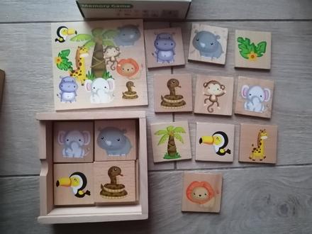 Drevené pexeso v džungli a v savane,