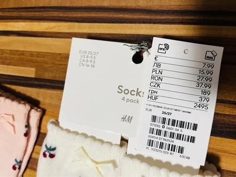 Veľ.25/27 zn.h&m nové 4 páry ponožiek s mašličkami, h&m,25 / 26 / 27