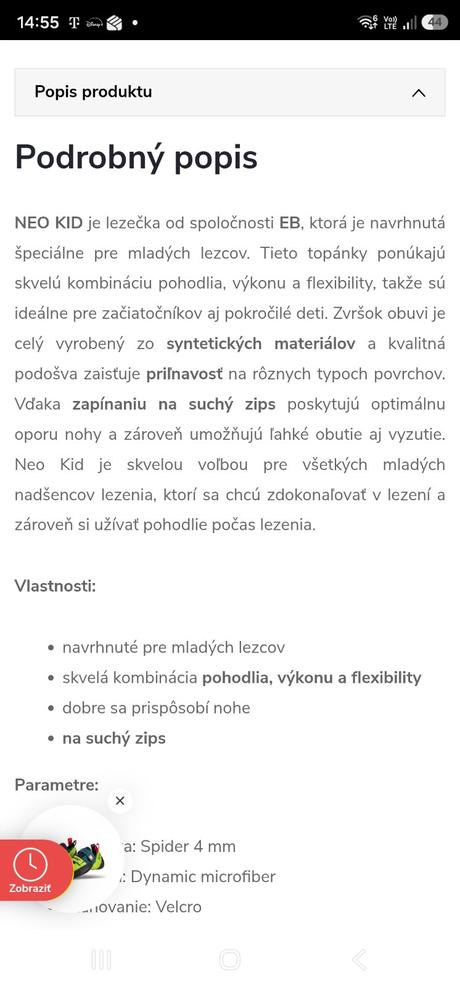 Lezečky eb neo kid 34, 34