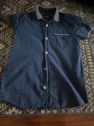 Tmavomodrá botkovaná košeľa chlapčenská, 128