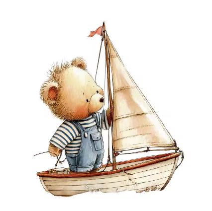 Nažehľovačka medvedík na loďke 14,5x13 (nz469), 
