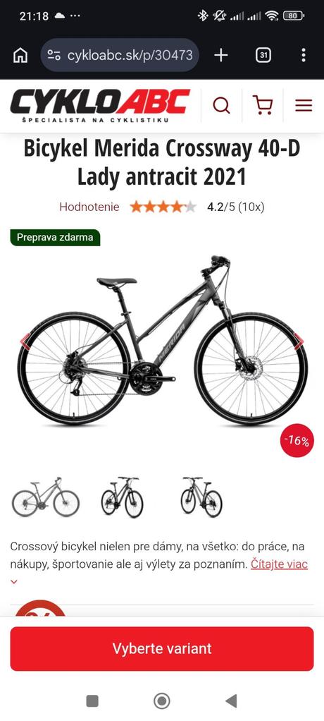 Merida crossway 40-d dámsky bicykel, merida,26