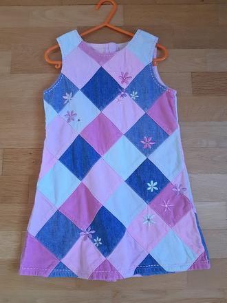 Kárované menčestrové šatičky s kvietkami, next,104