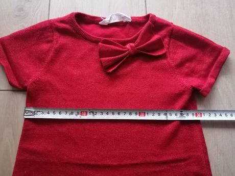 Červené trblietavé šaty s mašľou, h&m,116