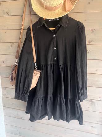 Zara denim šaty s volánmi, zara,l