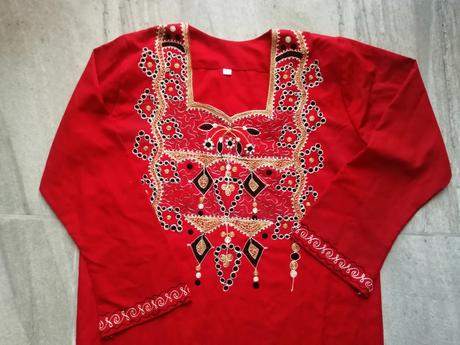 Červené etno šaty, vm, m