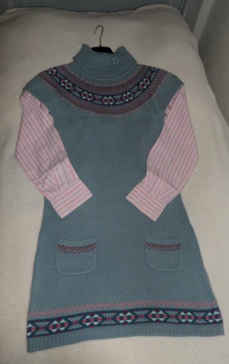 Pásikavá blúza + vestičkošaty, 146