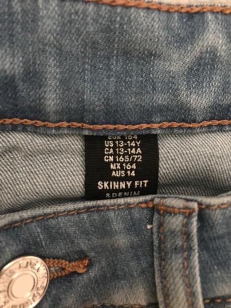 Rifle skinny fit vel.12-14 rokov, h&m,164