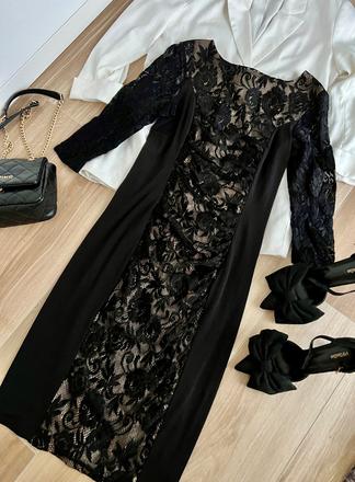 Čierne čipkové šaty, s