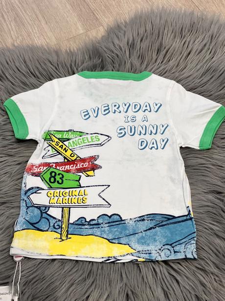 Chlapčenské vzorované tričko biele (6-9 mes.), original marines,68 / 74