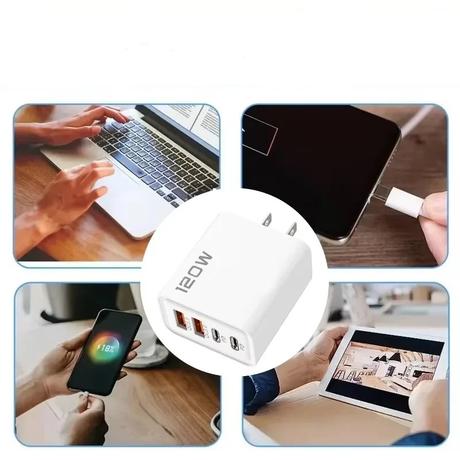 120w nabíjačka gan 4portová pd usb typu-c, 