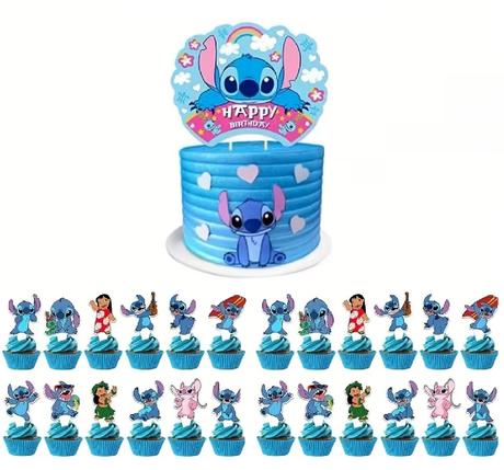 Tortový zápich lilo a stitch dúha (25ks), 