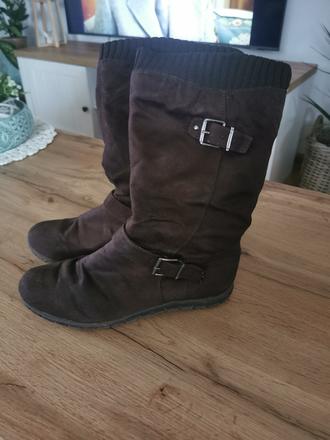 Semišové zateplene čižmy, deichmann,39