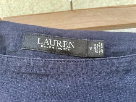 Modrá ľanová sukňa lauren ralph lauren, ralph lauren,l