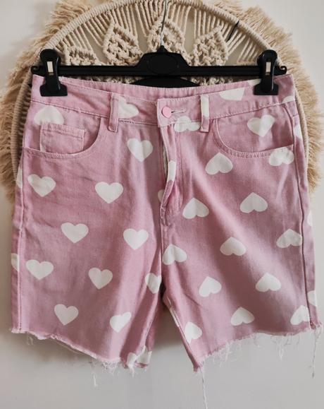 Riflové šortky so srdiečkami, l