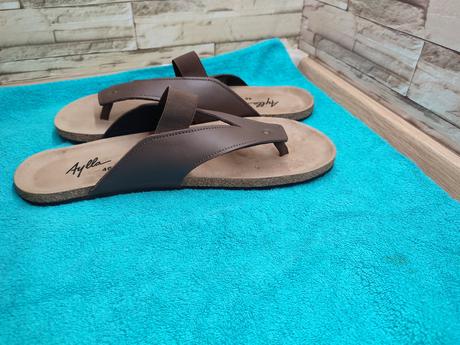 Aylla 46 - hnedé kožené barefoot šlapky, 48