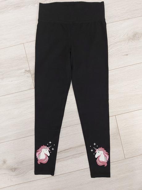 Čierne legíny nové s jednorožcom, 128