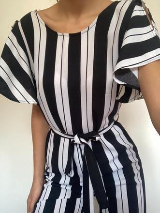 Letný overal - zužujúci pásikavý, 36