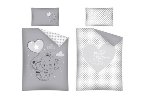 Obliečky do postieľky slon grey 100/135, 40/60, šírka (cm): 100,dĺžka (cm): 130