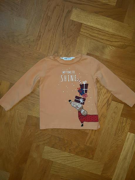 H&m vianočné tričko s jazvečíkom 92, h&m,92