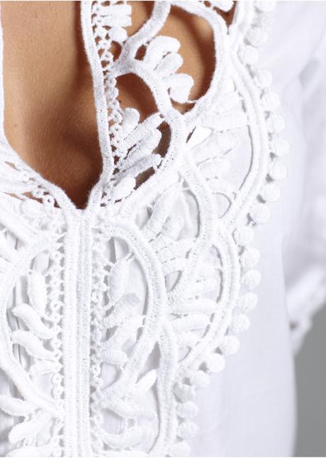 Predĺžená blúzka - tunika s čipkou, bonprix,36