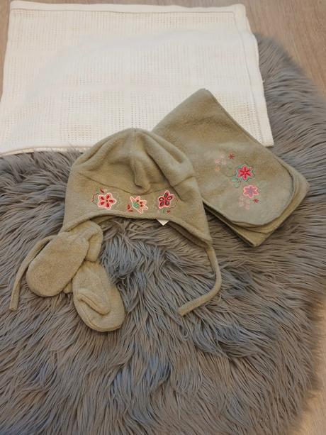 Dievčenský set čiapka šál rukavice khaki (uni), cactus clone,80 / 86 / 92
