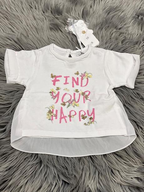 Dievčenské biele tričko s tylom overkids (56), 56