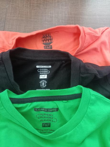 3 tričká krátky rukáv, f&f,128