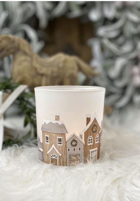 Celoročný svietnik-lucerna domčeky, dedinka, 