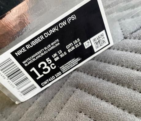 Nike x off white air rubber dunk 30,5, nike,30