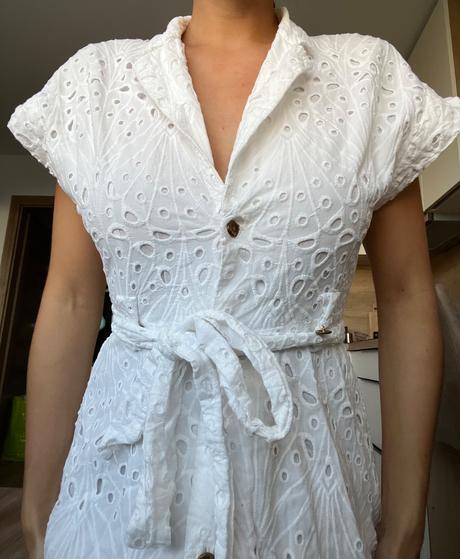 Zara biele čipkované šaty, zara,s