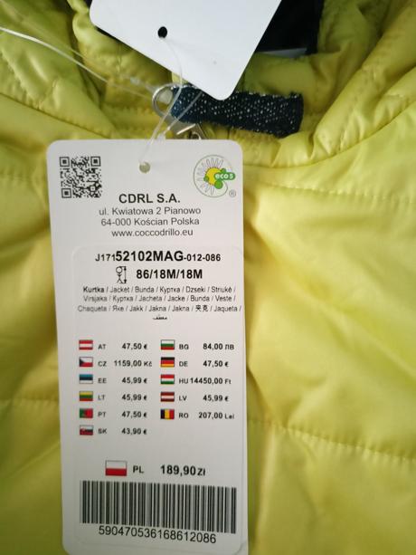 Zimná bunda, coccodrillo,86